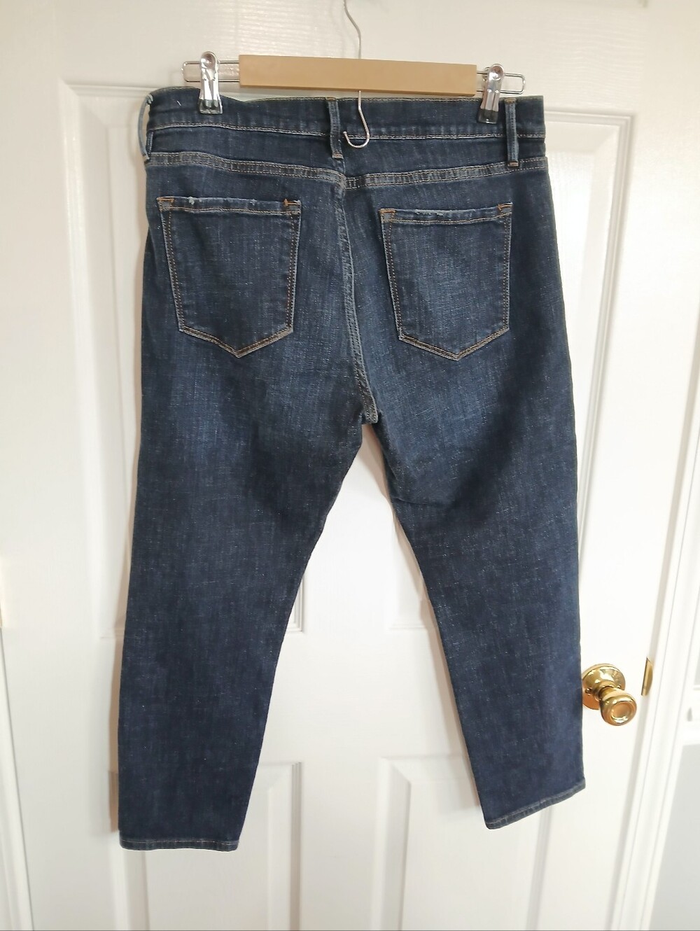 Frame Denim Le Garcon Crop Dark Wash Casual Cotton Blend Preppy Classic - Picture 4 of 6